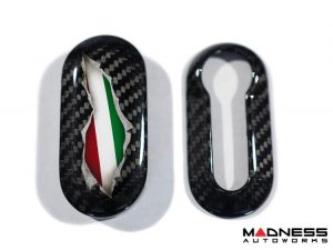 FIAT 500 Key Fob Cover - Carbon Fiber - Italian Flag Exposed